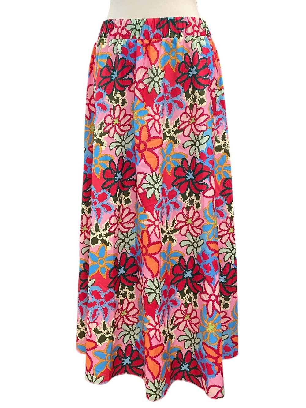 Floral Multicolor Maxi Skirt - Size L retro look, 70s vibe summer Cottagecore